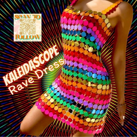 KALEIDOSCOPE RAVE DRESS - Picture 1 of 8